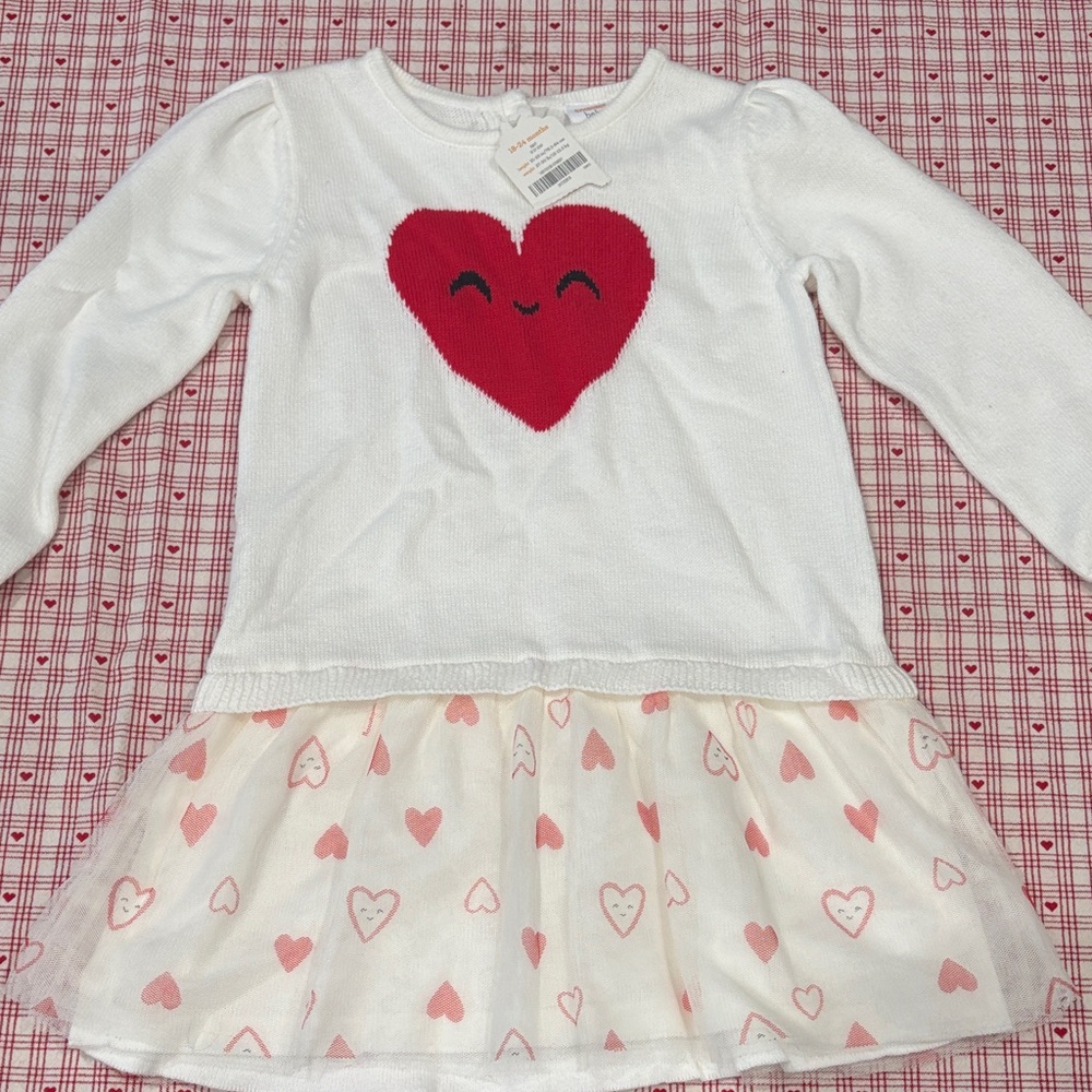 Gymboree Baby Girls' Heart Sweater Dress Sweater with Red Heart 18-24 months